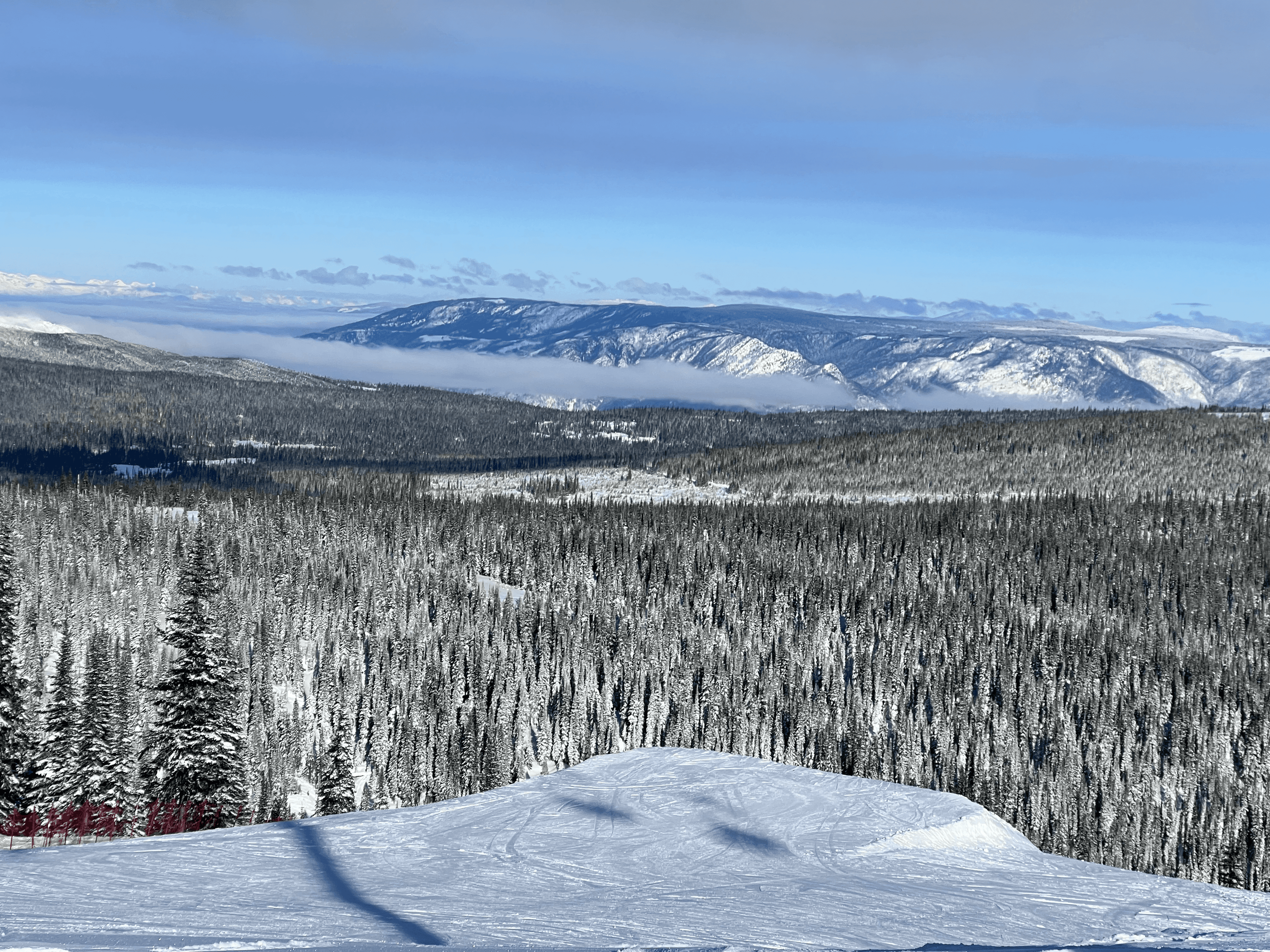 Skiing and snowboarding conditions at Sun Peaks Resort, BC, Canada